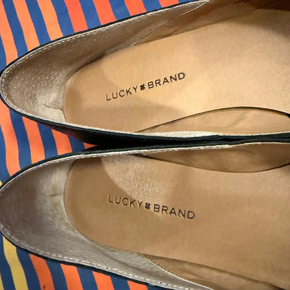 Lucky Brand Alba Black Leather Ballet Flats Size 8